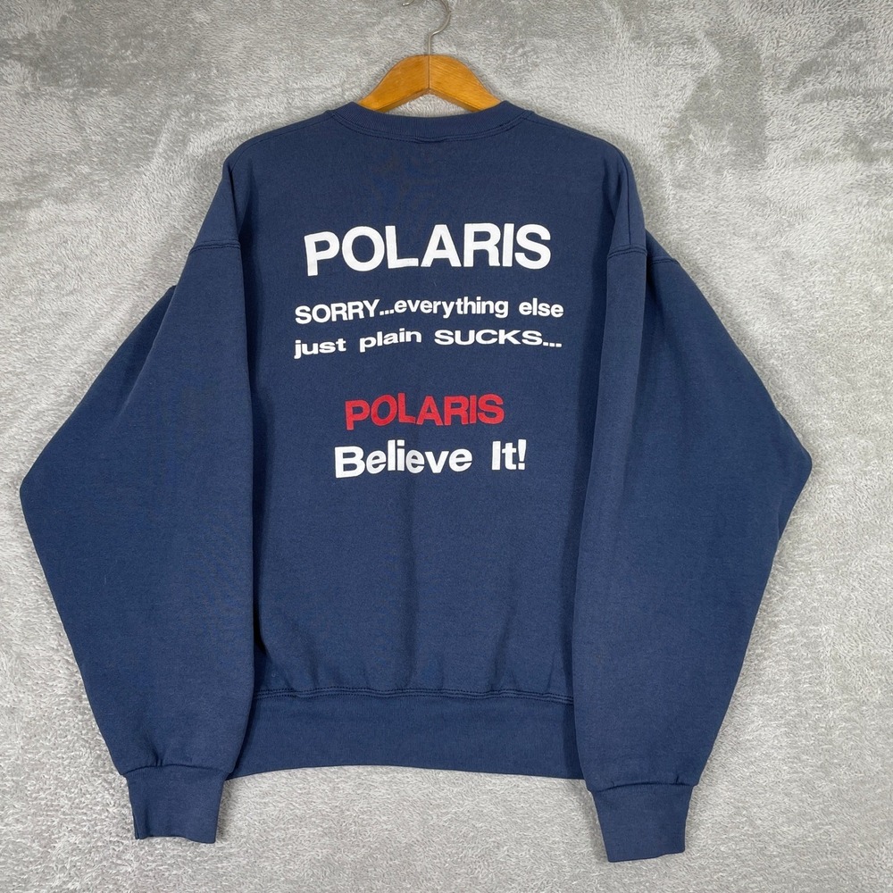 Vintage Polaris Racing Sweatshirt Mens XL Blue Graphic Fruit of the Loom USA 90s